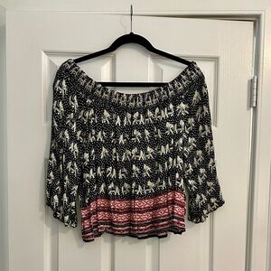 Forever 21 Elephants Boho Off-the-Shoulder Blouse